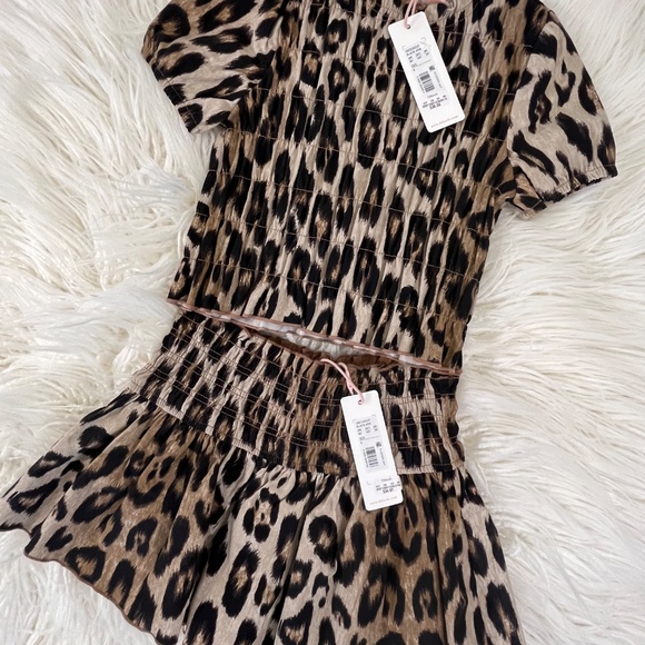 GB Girls "Sydney Cheetah print Scrunch top and skirt" NWT - Picture 2 of 7